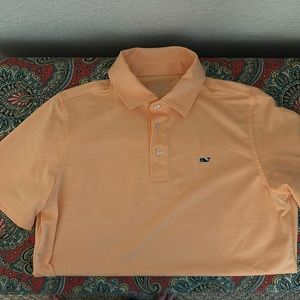 Boys Size L Vineyard Vines Orange and White Striped Sankaty Polo